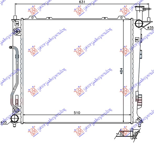 Hladnjak motora 2.0/2.2 CRDI mauelni/auto (51x48.3x26)