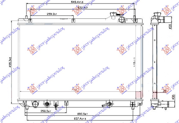 Hladnjak motora 3.0 benzin (AUTO) (RX300) (450x730x26)