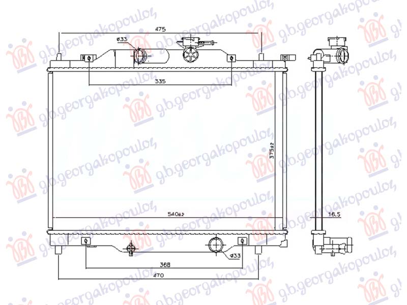 Hladnjak motora 1.5i benzin (375x540x16)