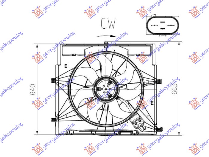 Ventilator komplet (2.2 DIZEL) (500mm) (4 PIN)