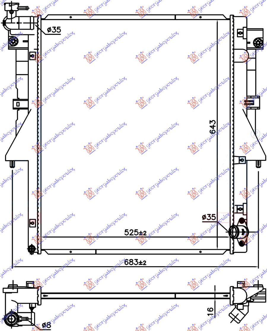 Hladnjak motora 2.4 di-d dizel (4N15) (525x669x16)