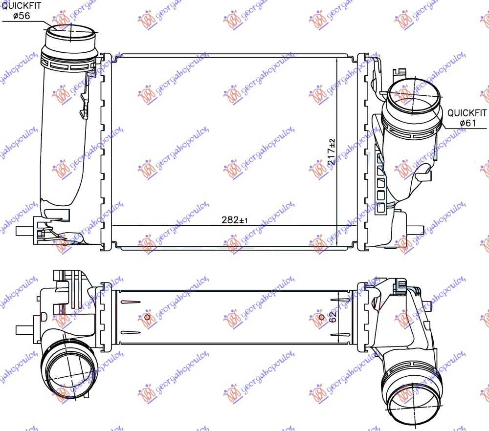 Hladnjak interkulera 1.6 dci (282x218x64)