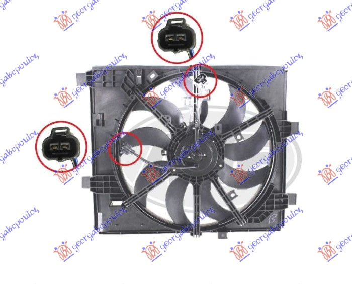 Ventilator komplet (1.6 DIG-T BENZIN) (2 KONEKTORA) (400mm) (2+2 PIN)