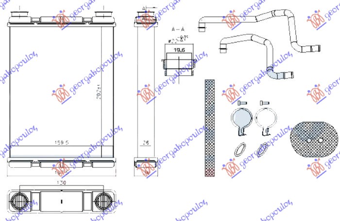 Grejač kabine 1.6i 16V benzin - 1.5 dci dizel (202x160x26) (TIP VALEO)