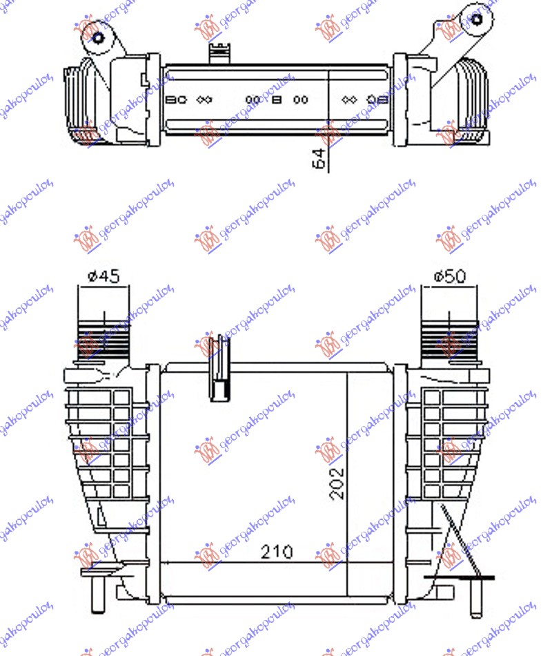 Hladnjak interkulera 1.5 dizel (210x205x64)
