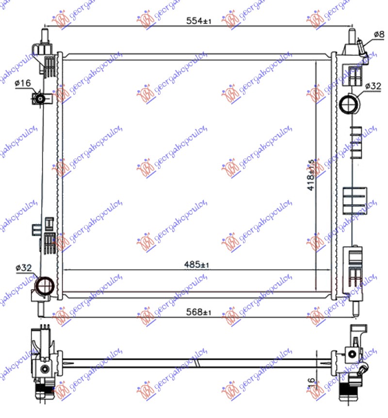 Hladnjak motora 1.5 dci dizel (485x418x16) /13