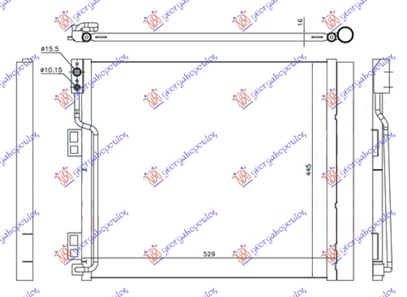 Hladnjak klime 1.5 dci dizel (490x450x16)