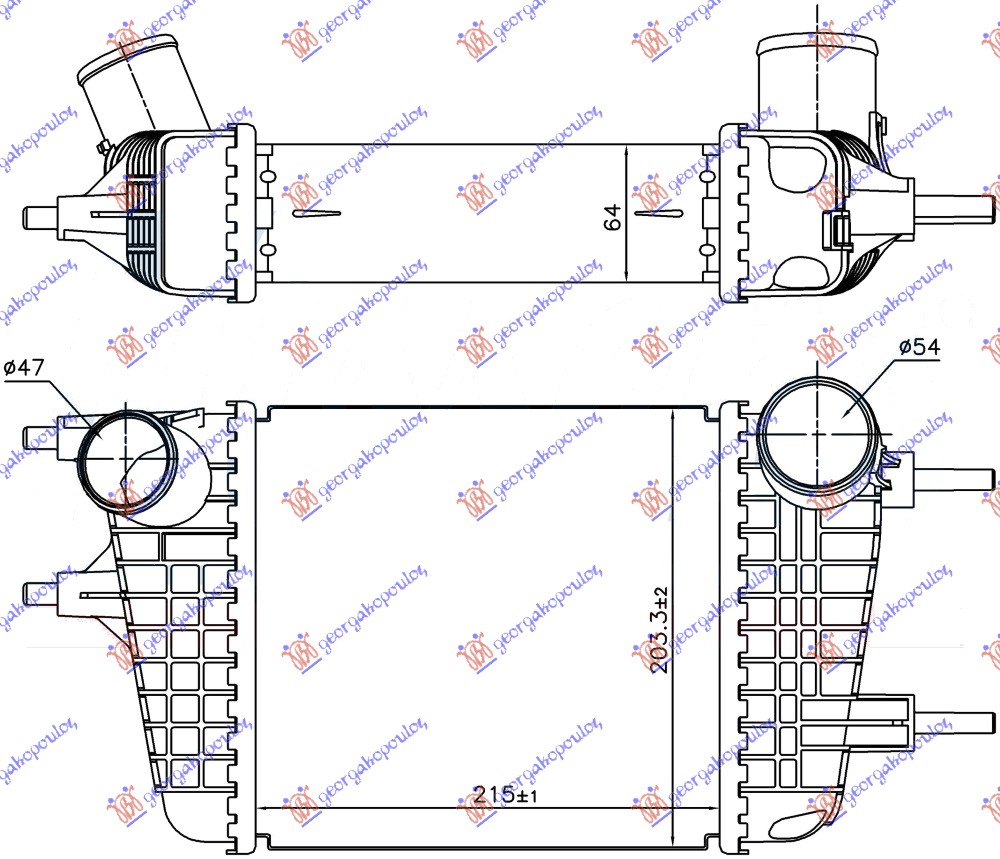 Hladnjak interkulera 1.2 dig benzin (215x203x64)