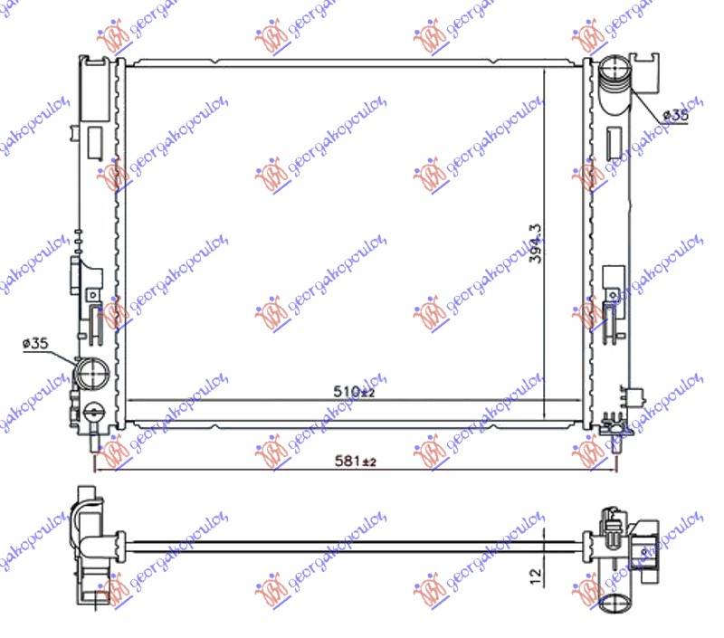 Hladnjak motora 0.9 ig-t benzin / 1.5 dci dizel (510x395x12)