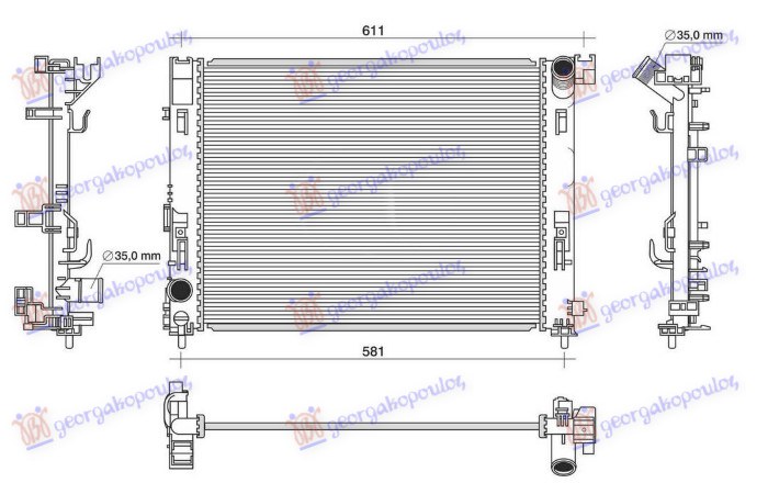 Hladnjak motora 0.9 ig-t benzin / 1.5 dci dizel (510x395x12) (KOYO)