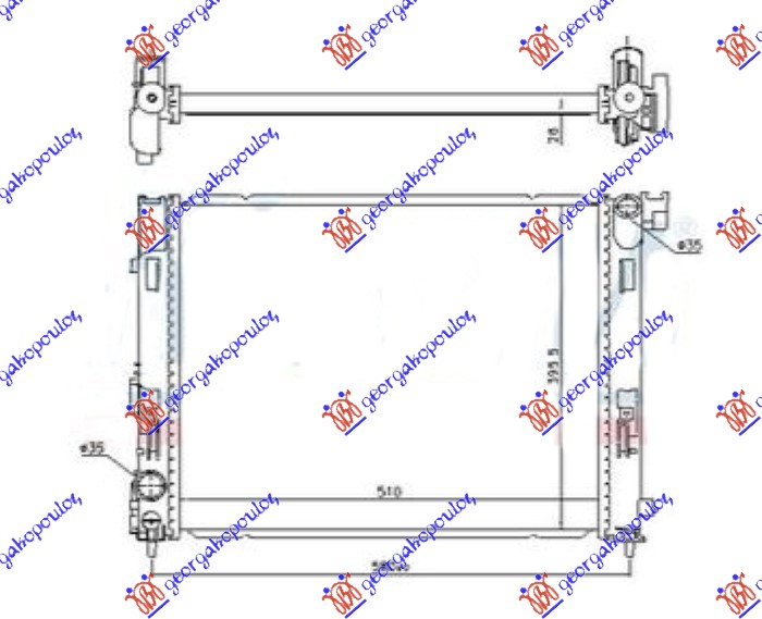 Hladnjak motora 1.0i 1.3 dig-turbo benzin (510x395x26) (KOYO)