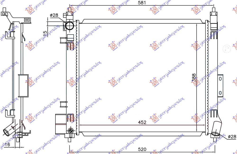 Hladnjak motora 1.2 dig benzin (MAN) (450x390x16)