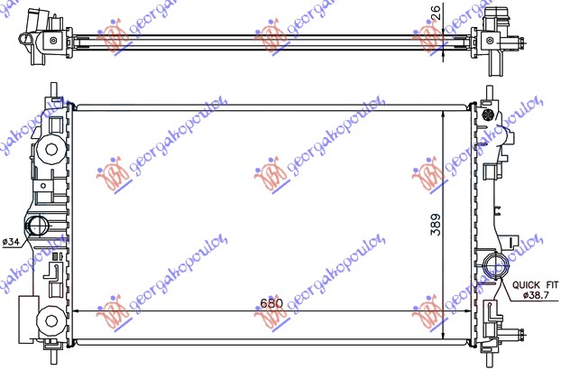 Hladnjak motora 1.7/2.0 dizel (68x39.5)
