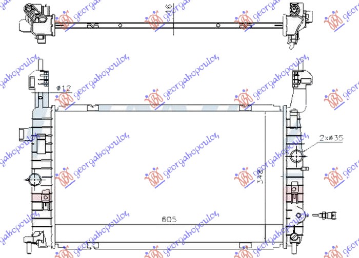 Hladnjak motora 1.6i 16V benzin (AUTO) (605x348)