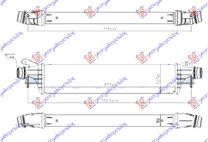 Hladnjak interkulera 1.3 cdti dizel (571x127x50)