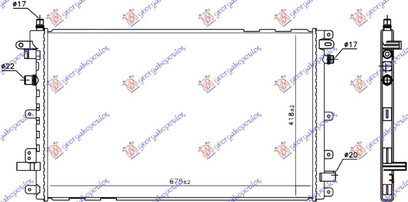 Hladnjak motora dodatni hibrid (675x435x16)