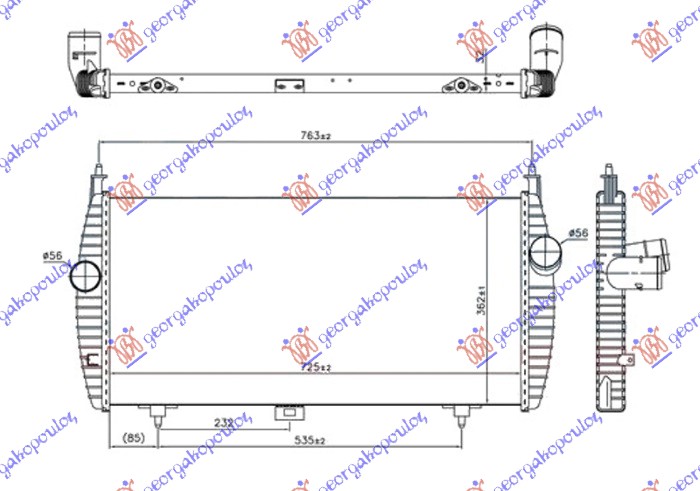 Hladnjak interkulera 2.2-2.7 HDI dizel (720x360x32)