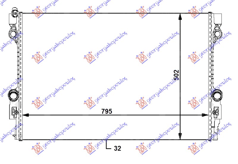 Hladnjak motora 3.0i-3.6i-4.8i benzin / 3.0 dizel (79.5x50.2x3.2)