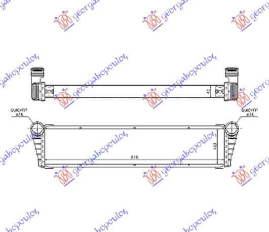 Hladnjak motora 2.9-S/3.2-S/3.4 benzin (61x12x4.2) centralni