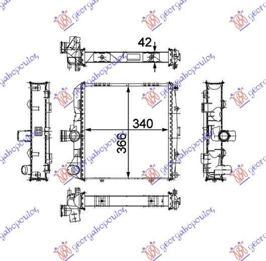 Hladnjak motora 2.7/2.9-S/3.2-S/3.4 benzin (340x366x42) D