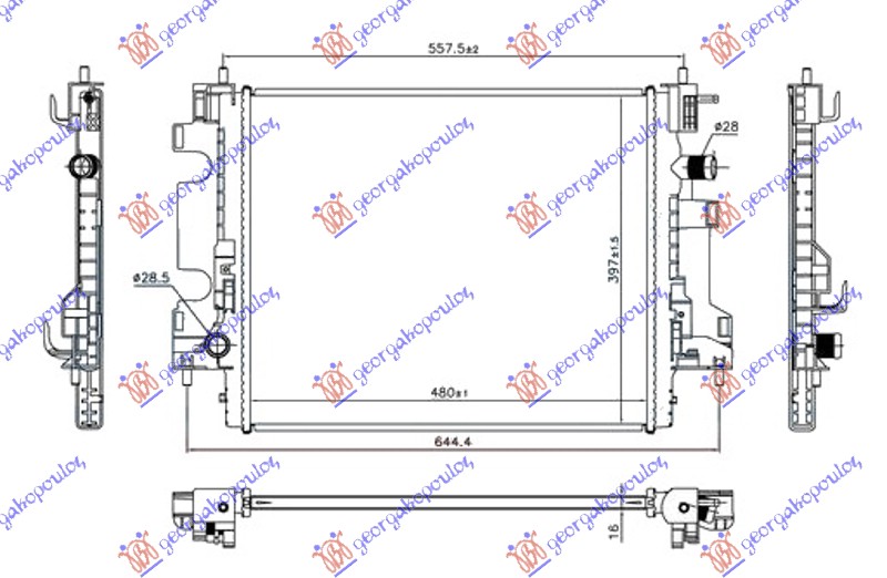 Hladnjak motora 0.9 turbo benzin (MAN) (480x400x16)