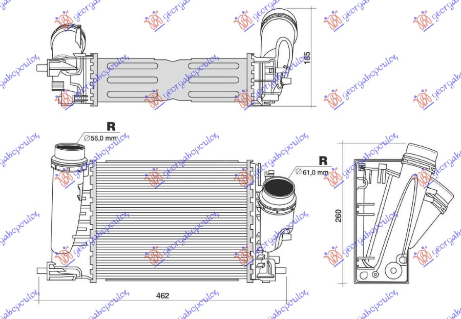Hladnjak motora 1.6 dci dizel (282x217)