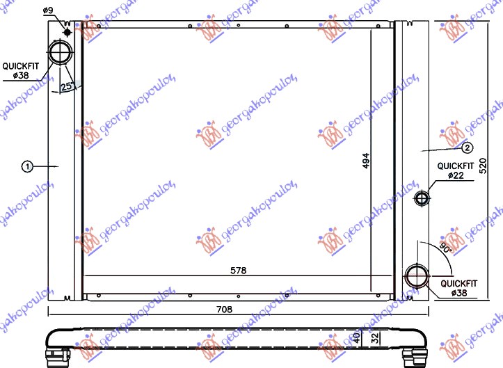 Hladnjak motora 3.0 td dizel (AUTO) (570x500) ceo aluminijum