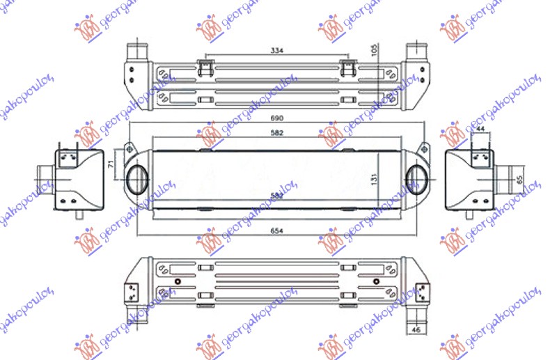 Hladnjak interkulera 2.7 TDI dizel (580x130x105) (CEO ALUMINIJUM)