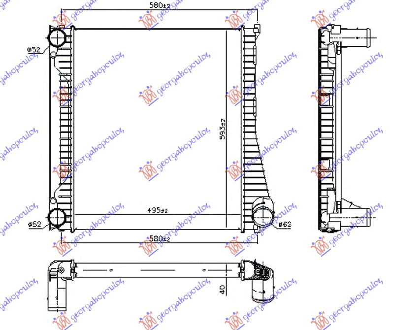 Hladnjak interkulera 3.0 td dizel (495x593x40) 10-