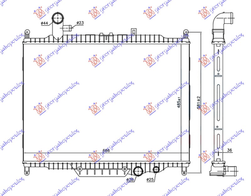 Hladnjak motora 3.0 td dizel (MAN/AUTO) (485x685x36) 10-