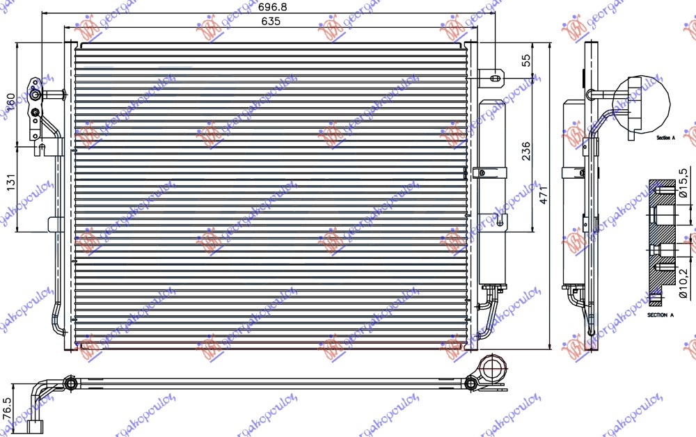 Hladnjak klime 2.7TD/2.7 V6 TDI dizel (473x636x16)