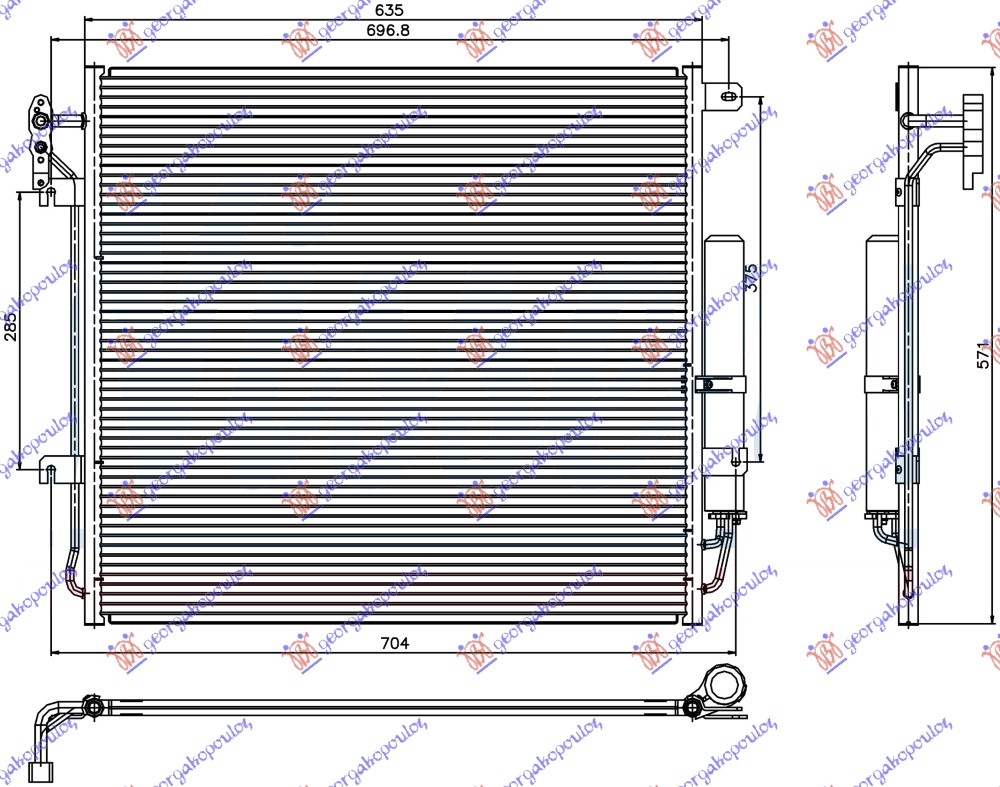 Hladnjak klime 4.0 V6/4.4 V8 benzin (635x571x16)