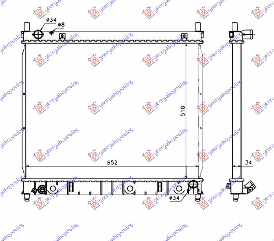 Hladnjak motora 2.9 td dizel (MAN) (510x660x26)