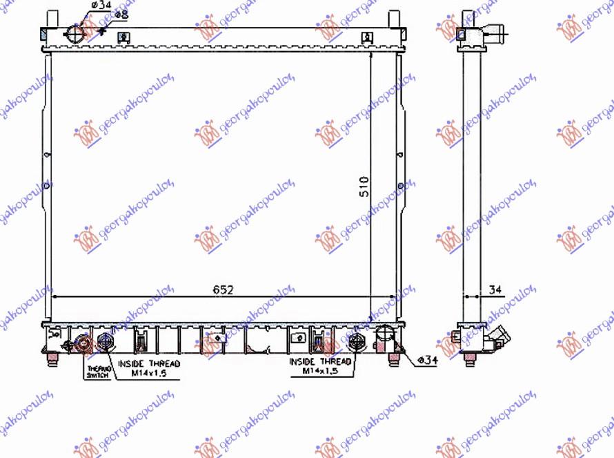 Hladnjak motora 2.9 td dizel (AUTO) (510x660x26)