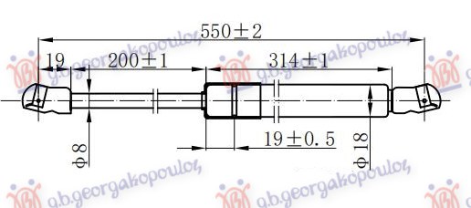 Amortizer gepek vrata (550L-610N)