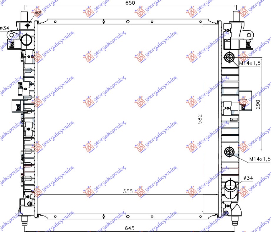 Hladnjak motora 2.0 xdi dizel (AUTO) (555x580x26)