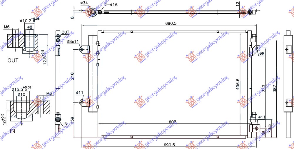 Hladnjak klime 1.6 ddis dizel (607x407x12) sa start-stop sistemom