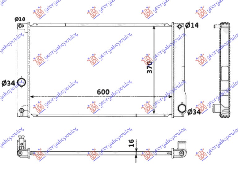Hladnjak motora 1.8 hibrid (AUTO) (60x35x16)