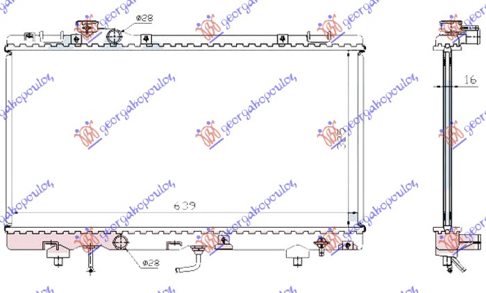 Hladnjak motora 1.5 benzin (MAN/AUTO) (325x630x16)