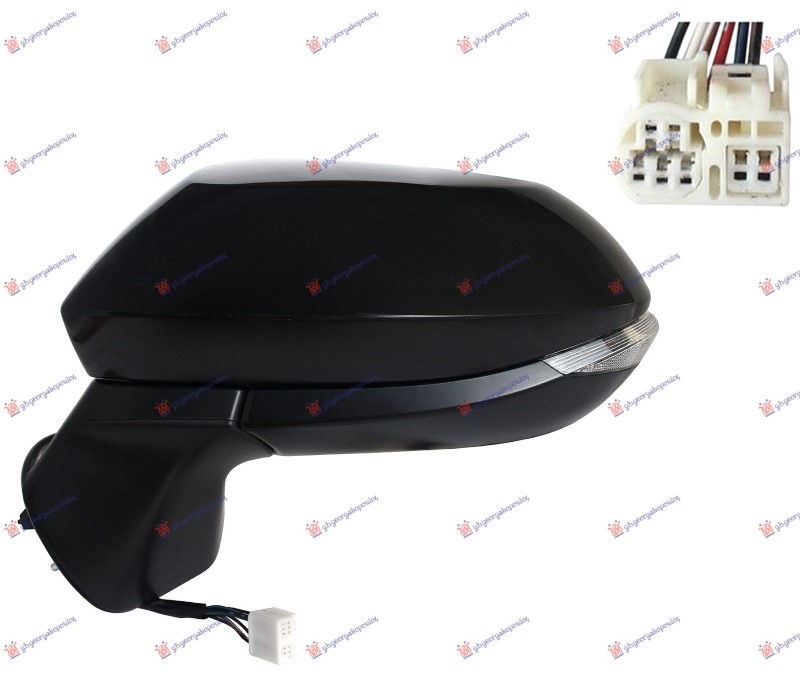 Retrovizor električni sa grejačem PM (MIGAVAC LED) (6 PIN) (A KVALITET) (KONVEKSNO STAKLO) L