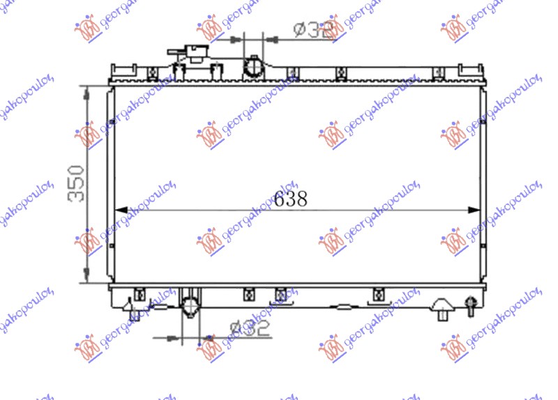 Hladnjak motora 1.8 benzin (350x638x26)