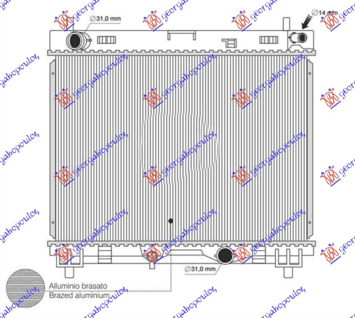 Hladnjak motora 1.4 D4D dizel (MAN) (350x475) (KOYO)