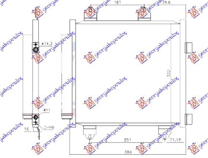 Hladnjak klime za sve modele (390x350x16) R1234yf
