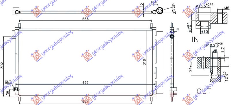 Hladnjak klime 1.6 D4D dizel (697x318x12)