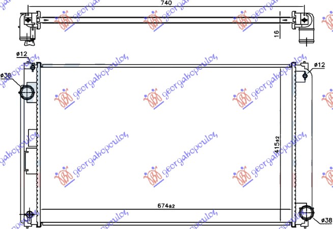 Hladnjak motora 2.0 16v benzin (MAN/AUTO) (675x415x16)