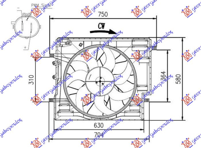 Ventilator komplet (2.0 T5/T6/T8 HYBRID BENZIN)