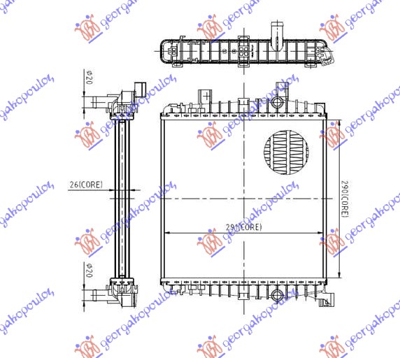 Hladnjak motora dodatni 3.0 tsi (30x29x2.5) L